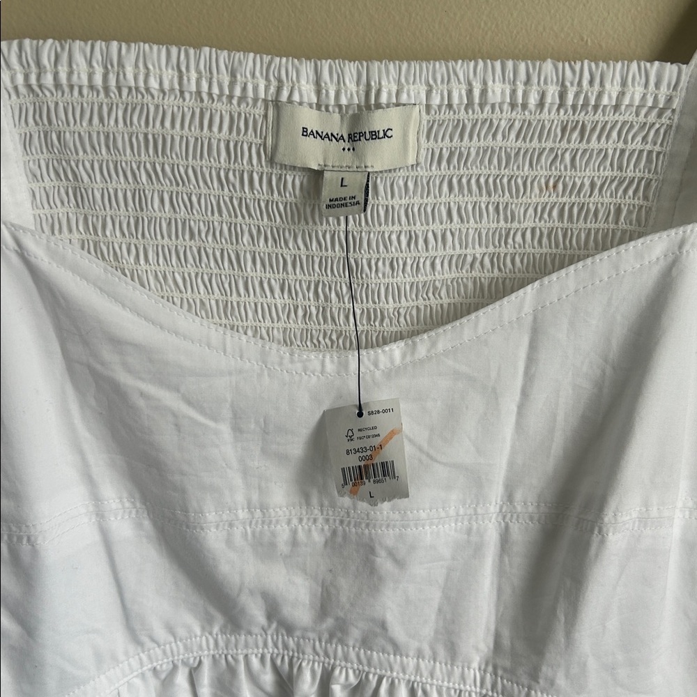 Banana Republic eyelet gathered-waist mini dress white size large nwt - Picture 5 of 9